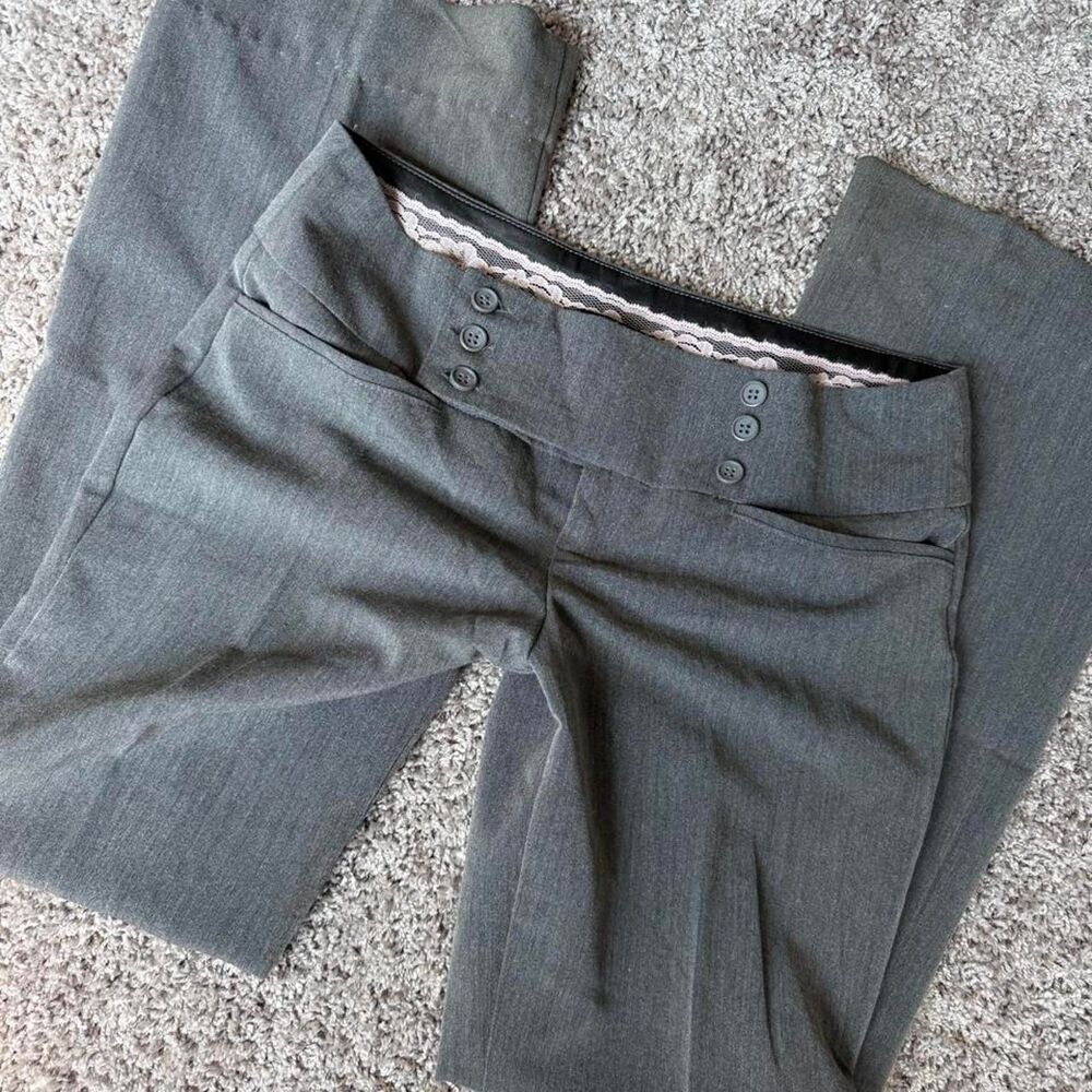 Spring Street gray lace trim trouser pants